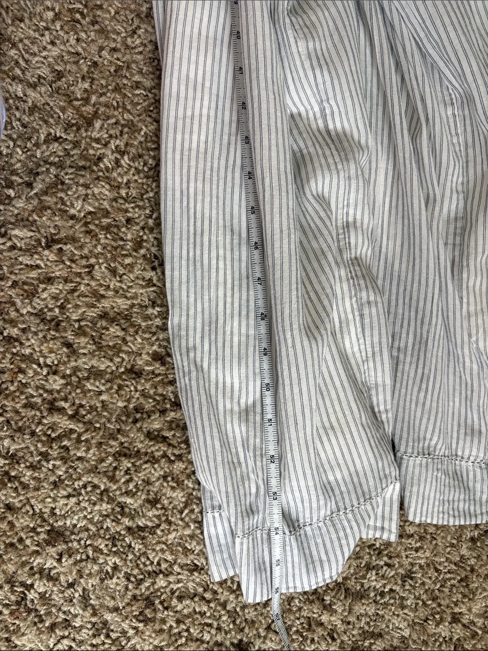 NWT American Eagle Medium 100% Cotton Corset Jumpsuit Wide Leg White Pinstripe